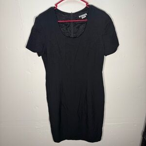 K STUDIO VINTAGE LITTLE BLACK DRESS SIZE 12 MADE IN USA SHORT SLEEVE MIDI ZIPPER